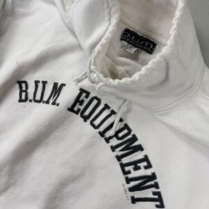 Vintage 1993 B.U.M. Equipment White Sweatshirt Womens Large Mock Neck Crop 90s